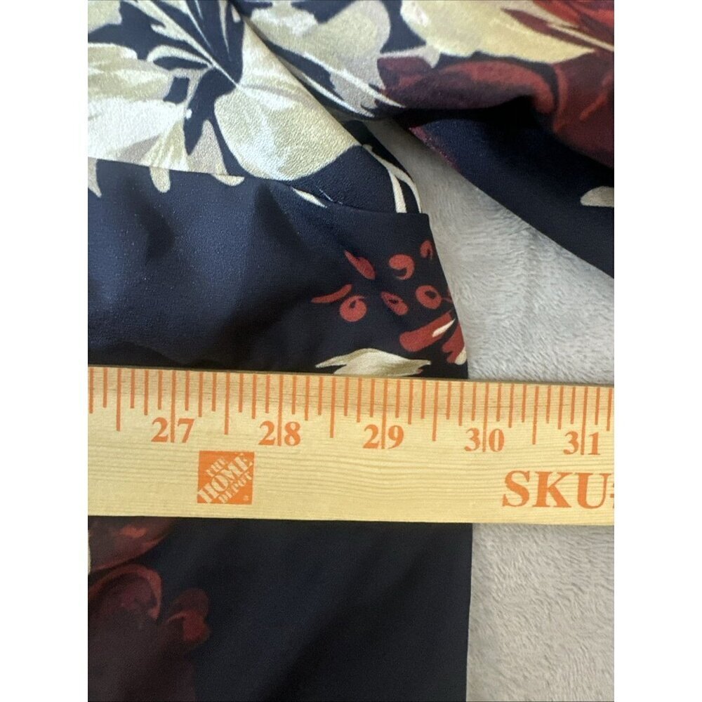 Catherines 3XWP Blouse Black Red Gold Floral Button Front 3/4 Sleeve Plus Top - Picture 4 of 7